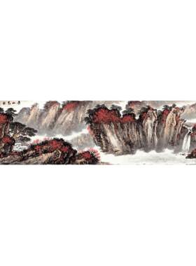 黄山秋高国画山水画风水靠山招财字画客厅挂画装饰画微喷宣纸画芯