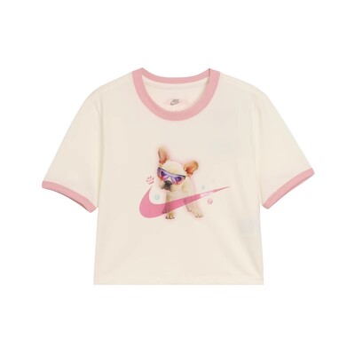 耐克女子女子印花圆领短款T恤