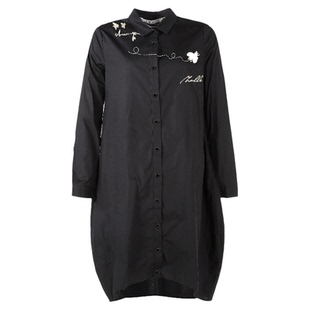 ZOLLE利落剪裁趣味刺绣廓形百搭长款衬衣连衣裙女25秋冬新品