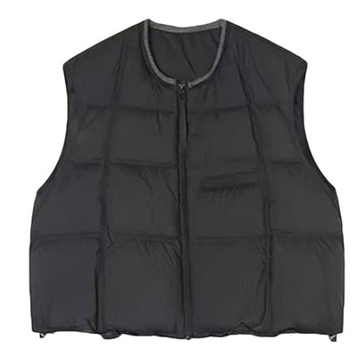 羽绒马甲女款2025新款秋冬外穿时髦洋气韩版宽松圆领鸭绒背心马夹