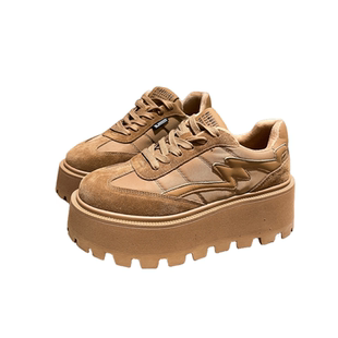 欧洲站真皮系带厚底松糕老爹鞋运动鞋休闲鞋显脚小板鞋美拉德女鞋