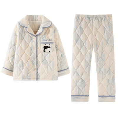 猫人三层夹棉睡衣女冬季加绒加厚