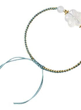 梅花编织手绳天然白玛瑙中国风