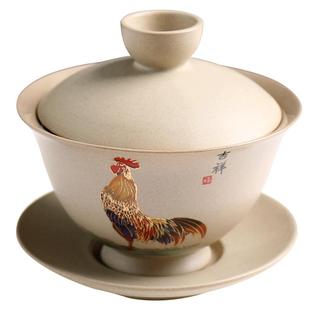 粗陶鸡缸盖碗仿古单个家用泡茶器鸡公杯功夫茶不烫手三才杯大茶碗