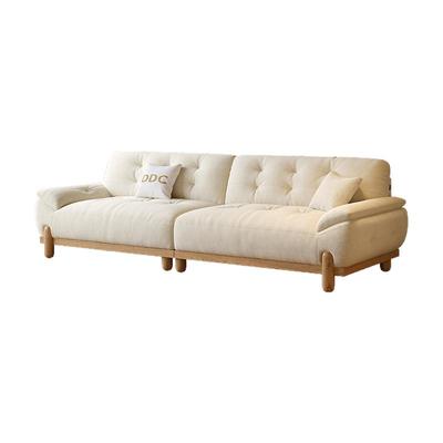 DDC云朵沙发布艺2025新款多功能充电小户型客厅原木风实木布沙发