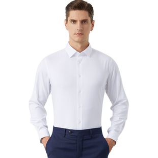 新款莫代尔长袖衬衫男商务正装透气吸湿休闲寸衫弹力亲肤西装衬衣