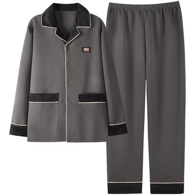 睡衣男士春秋款加厚纯棉夹层