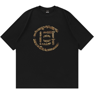 CLOTTEE by CLOT榫卯结构拼接Logo夏季短袖T恤男宽松半袖榫卯系列