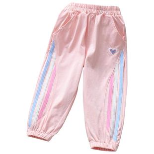 女童休闲裤夏款大童春秋装宝宝卫裤纯棉女孩裤子儿童洋气运动长裤