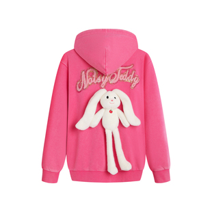 NOISY TEDDY男女同款26年春季新款可爱立体玩偶连帽长袖开衫卫衣