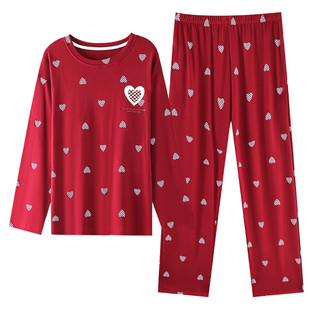 睡衣女款春秋纯棉长袖秋季红色本命年喜庆2025新款马年家居服套装