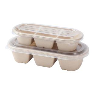 日式长条三格餐盒一次性饭碗纸碗可降解带盖食品级饭盒寿司便当盒