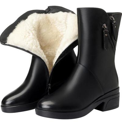 皮毛一体雪地靴加绒加厚中筒靴