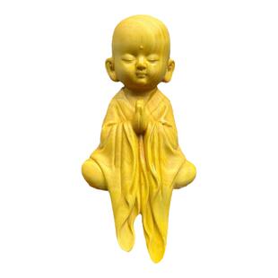 桌边款黄杨木雕刻禅意小沙弥摆件家居家用中国风送礼品古风新中式