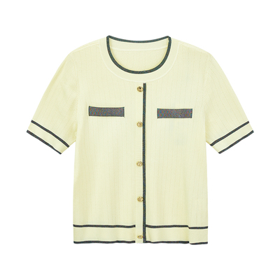 MOFAN摩凡夏新款米黄毛针织衫