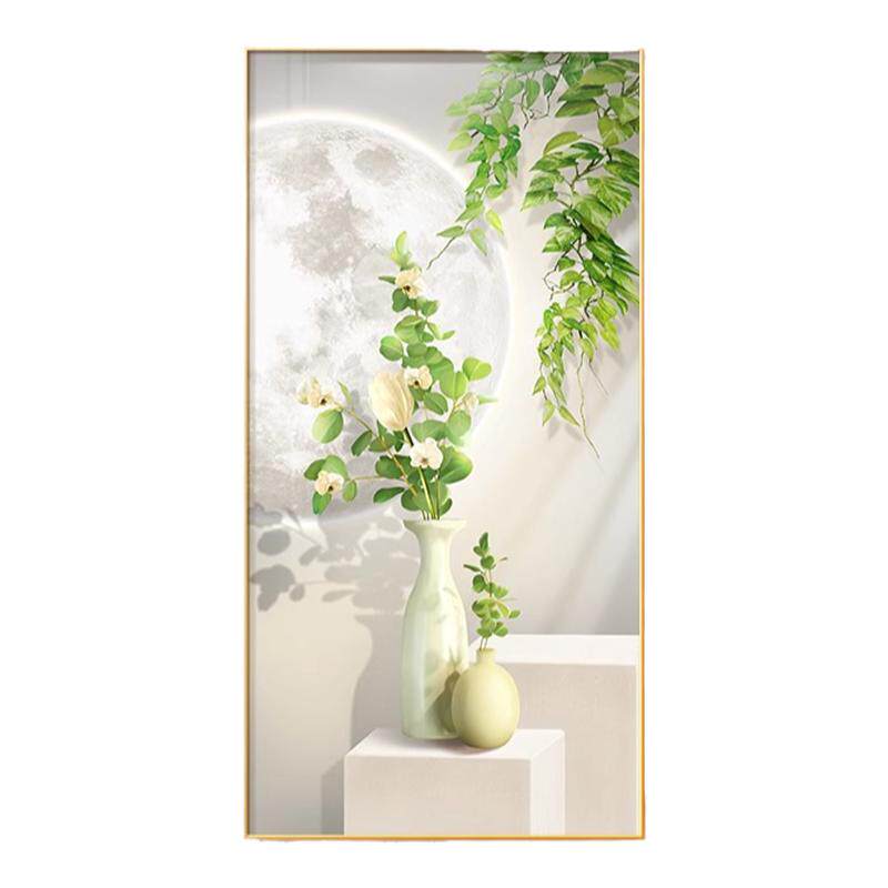 原木风客厅装饰画北欧沙发背景墙挂画绿植三联画高级感奶油风壁画