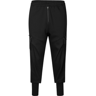 GUUKA TECH机能风抗静电加厚卫裤男款加绒收褶伞兵裤工装束脚裤子