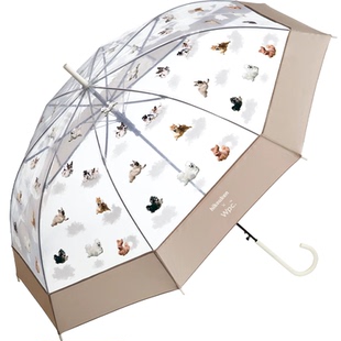 wpc透明雨伞高颜值加大加厚加固抗风长柄伞小巧轻量便携折叠伞女