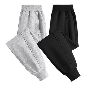 lachapellekids童装旗舰店拉夏贝尔女童加绒裤子大童冬季绒裤女孩黑色卫裤儿童加厚运动裤冬