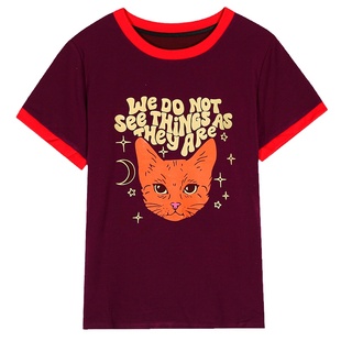 落落狷介 短袖女t恤夏2025年新款韩系chic别致上衣小个子印花上衣