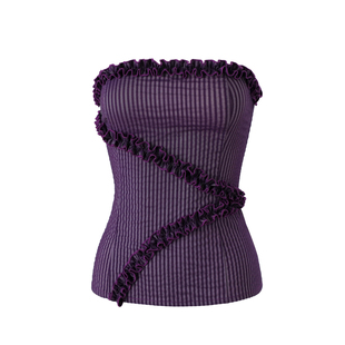 NATURAY 原创紫色交叉花边抹胸背心吊带弹力不掉夏季显瘦上衣25SS