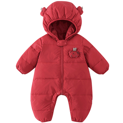 婴儿轻薄羽绒连体衣冬季保暖年服