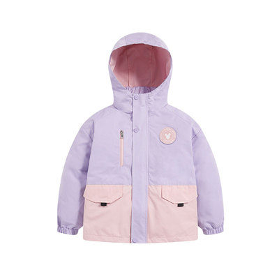 迪士尼儿童三合一羽绒防风衣男女童班服学院风可拆卸宝宝羽绒服潮