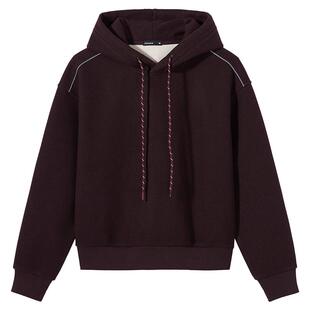 热风2025年冬季新款女士仿毛呢连帽加绒卫衣软糯肌理简约大气