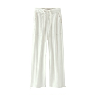 森马休闲裤女工装风肌理长裤宽松松弛感秋半松紧腰抽绳阔腿裤百搭