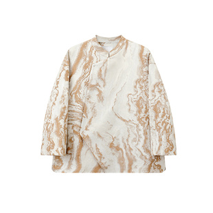 如意连云【洛笙】偏襟提花七分袖短外套女新中式国风金属扣上衣