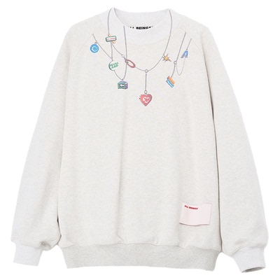 ALLBEINGS浅花灰彩色圆领卫衣