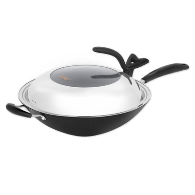 铸铁尖底大炒锅34cm无涂层不粘锅