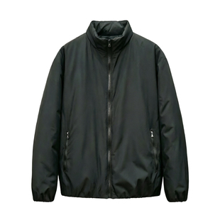 加肥加大码秋冬季立领棉服外套男士简约纯色特大号胖子轻薄夹棉衣