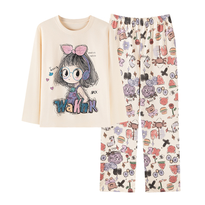 卡之恋女士纯棉睡衣春秋长袖长裤