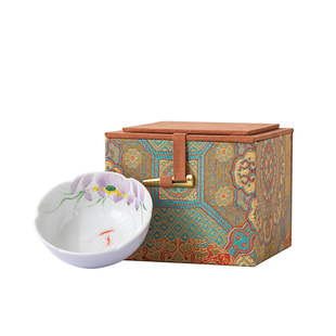 蝉舍内绘紫荷花葵口茶杯陶瓷釉下彩手绘功夫茶具主人杯家用品茗杯