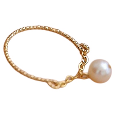 【水纱】天然淡水珍珠戒指女款 法式气质精致小众个性叠带食指戒