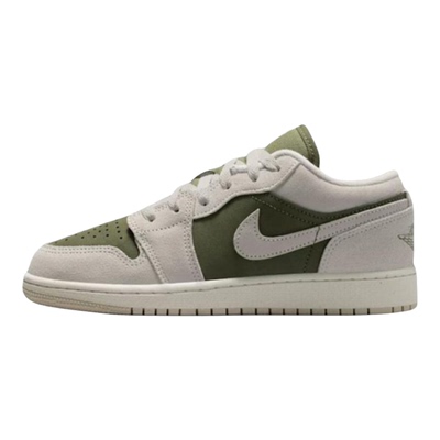 耐克大童鞋2025冬新品复古抹茶绿撞色AJ1篮球运动板鞋 HV4396-201