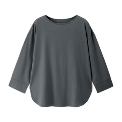 Giordano七分袖常规弧形下摆T恤