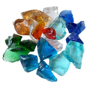 块玻璃砂 景观装饰笼灯造景彩色玻璃石 宝石蓝深绿色红色玻璃渣