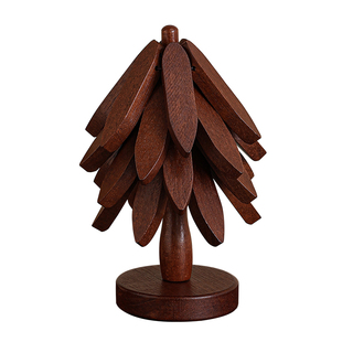 高级感圣诞树隔热垫餐桌摆件创意一棵树实木防烫锅垫折叠杯垫碗垫