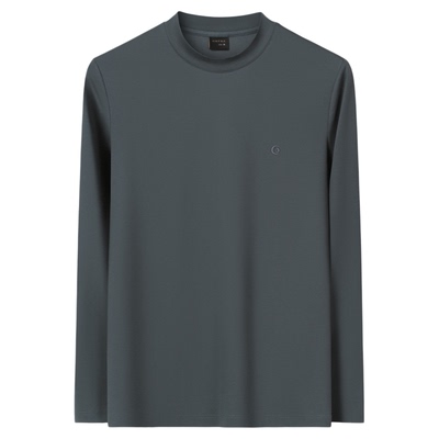 潮秋季男士半高领丝光棉长袖t恤