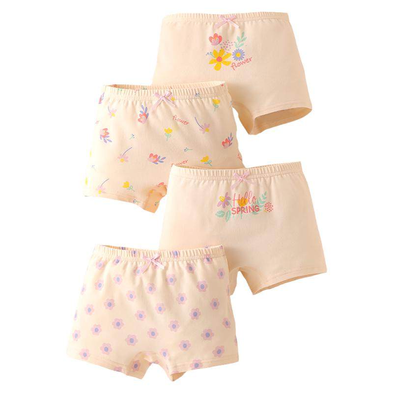 女童内裤10A类抗菌平角纯棉短大中小儿童四角底裤宝宝女孩不夹p红