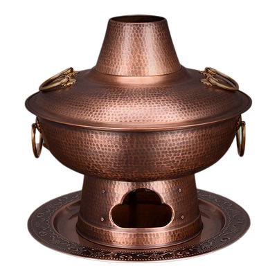 纯铜火锅老式紫铜火锅碳复古加厚商用家用鸳鸯锅手工木炭铜锅火锅