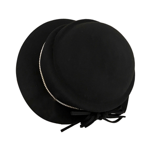 法式名媛风蝴蝶结优雅千金毛呢礼帽女赫本复古显脸小圆顶渔夫帽子