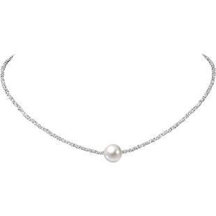 Konigin碎银几两珍珠项链女ins轻奢小众锁骨链s925纯银碎银子颈链