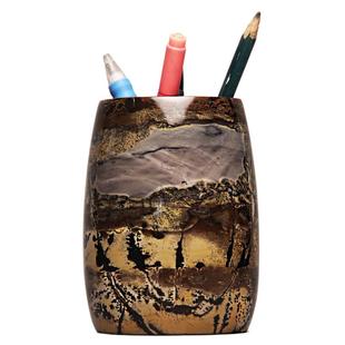 天然国画石奇石精致高端大口径笔筒办公室桌面石头花瓶摆件高级感