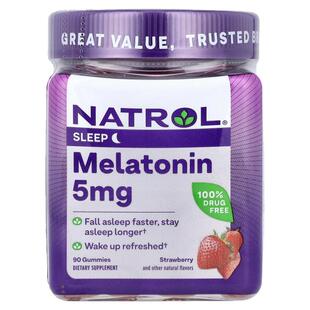 Natrol褪黑素软糖生物钟舒缓压力睡眠帮助易入睡褪黑素天然草莓味