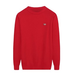 啄木鸟纯色羊毛衫男中老年毛衣大红色本命年拉链领爸爸装打底衫男