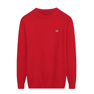 啄木鸟羊毛衫男大红色本命年毛衣