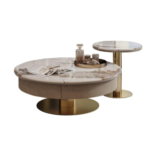 轻奢茶几电视柜现代设计师家具客厅定制意式高档烤漆时尚圆茶机桌